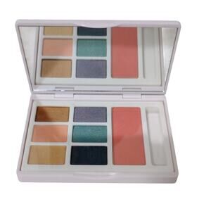 Elizabeth Arden Deluxe Mirror 6 Eye Shadow Blush Compact Shimmer Gold Blue NEW